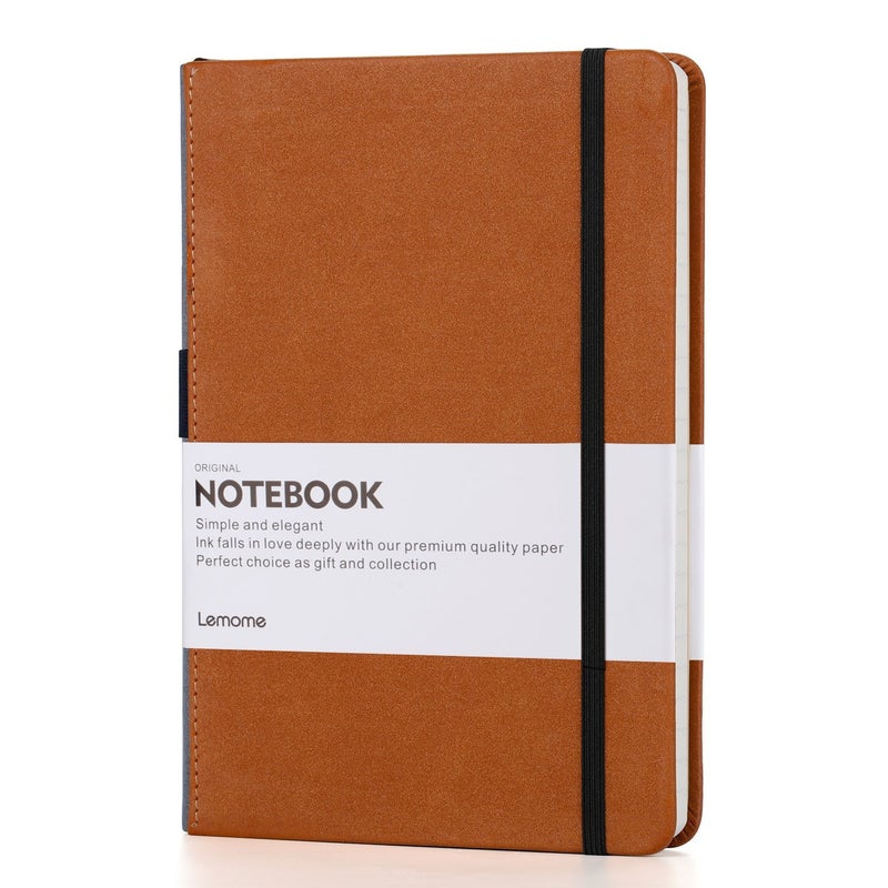 Lemome Grid Paper Notebook Hardcover Classic Notebook with Pen Holder - Page Dividers Presents 8.4 x 5.7 in